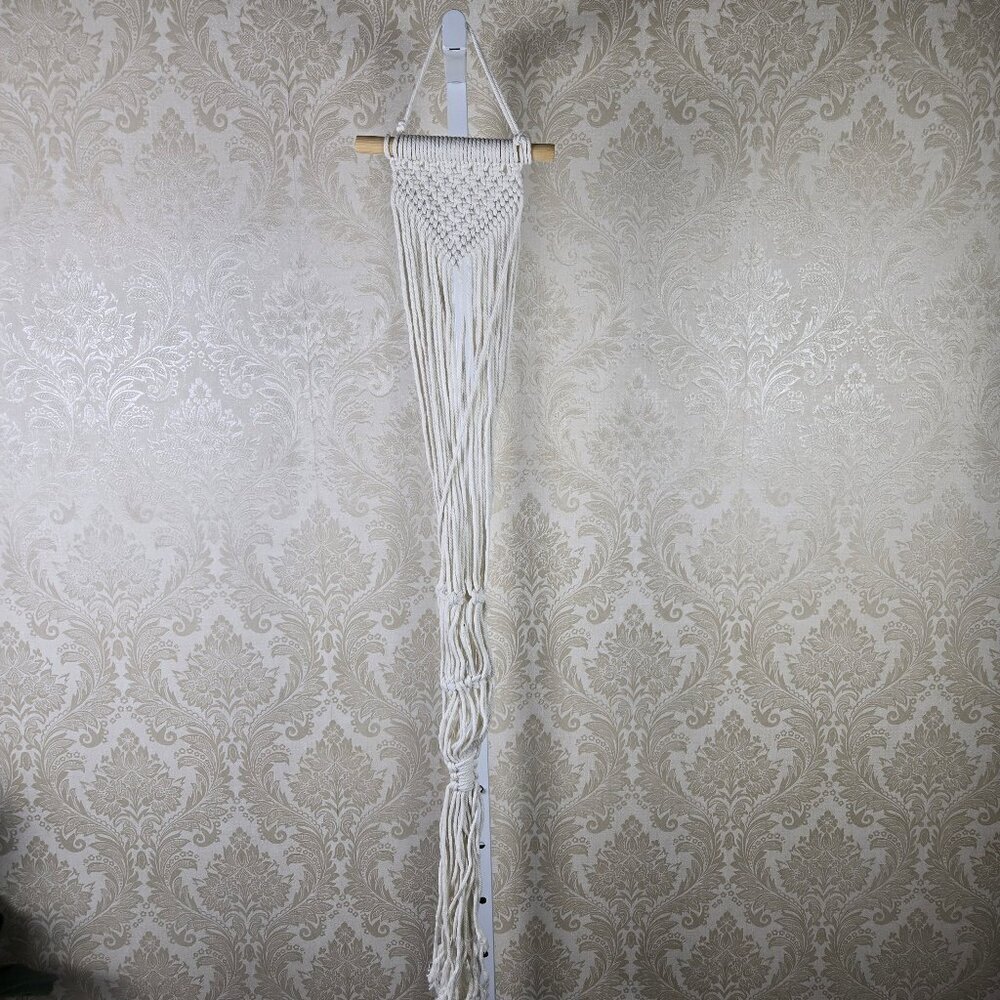 White Macrame Plant Pot Holder Woven Braided Boho Bohemian Gifts Handmade
